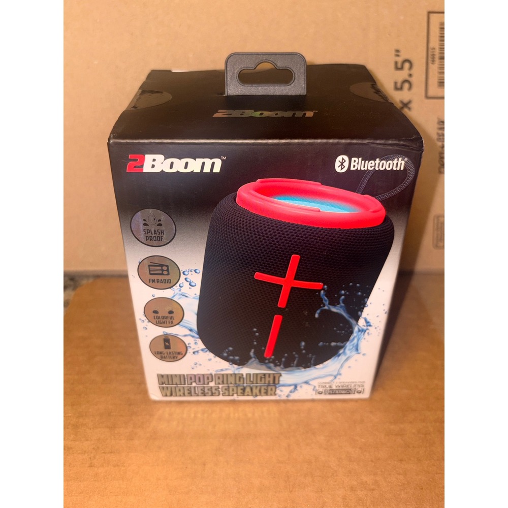 Mini Pop Ringlight Bluetooth Speaker - Black with Red Accents